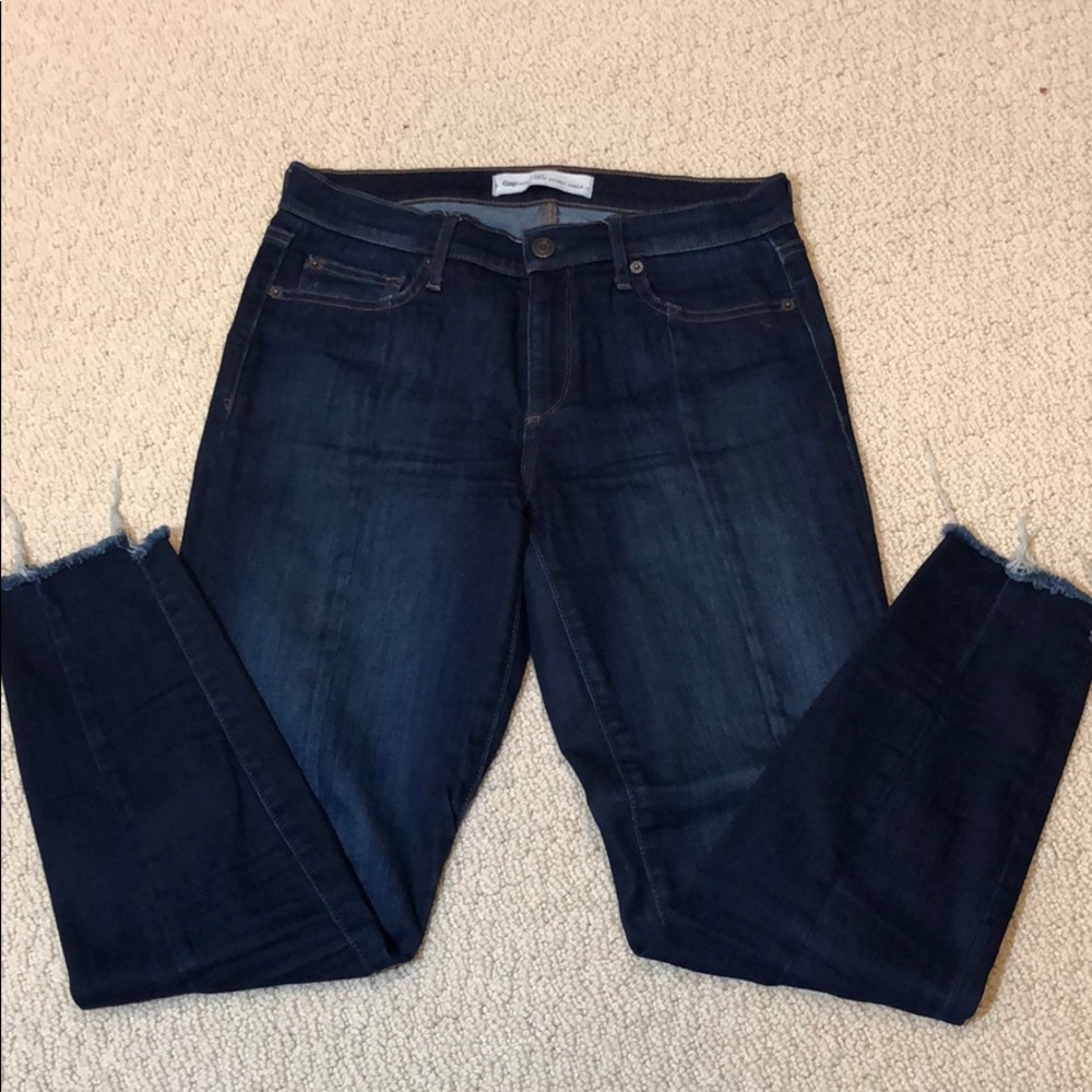 Gap true skinny ankle jeans with raw stepped hem